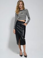 Ψηλόμεση Μίντι Ελαστική Φούστα Croco-Effect COSTIELA 945091 μαύρο - Image 4