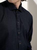 Ανδρικό Πουκάμισο Slim-fit Με Κρυφά Κουμπιά Enzio 33-7438 μαύρο - Image 2