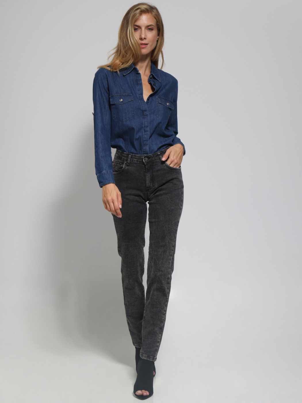 8450___06 Παντελόνι Jean Medium Fit - Slim 8450 μαύρο - Image 1