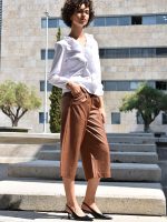 Γυναικείο Eco Leather Παντελόνι Zip Gilot 7523 Κάμελ - Image 6