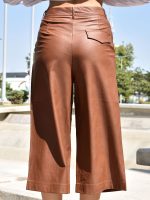 Γυναικείο Eco Leather Παντελόνι Zip Gilot 7523 Κάμελ - Image 7