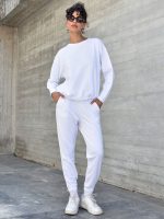 Γυναικεία Βαμβακερή Φόρμα Με Λάστιχο Lara 33-9160 Λευκό - Image 2