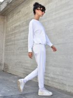 Γυναικεία Βαμβακερή Φόρμα Με Λάστιχο Lara 33-9160 Λευκό - Image 5