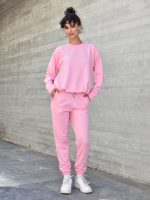 Γυναικεία Βαμβακερή Φόρμα Με Λάστιχο Lara 33-9160 Ροζ - Image 4