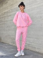 Γυναικεία Βαμβακερή Φόρμα Με Λάστιχο Lara 33-9160 Ροζ