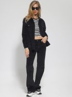 Γυναικείο Wide Legs Κοτλέ Παντελόνι ORIANA 7603 μαύρο