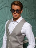 Ανδρικό Γιλέκο Με Κουμπάκια DOMENICO 9422 Γκρι - Image 6