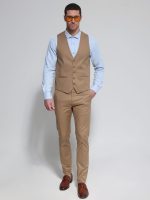 Ανδρικό Γιλέκο Με Κουμπάκια DOMENICO 9422 Καμηλό - Image 3