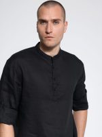 Λινή Ανδρική Πουκαμίσα BALI 7511 Μαύρο - Image 2