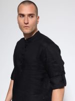 Λινή Ανδρική Πουκαμίσα BALI 7511 Μαύρο - Image 4