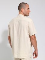 Λινό Πουκάμισο Κοντομάνικο BALI-2 6611 Μπεζ - Image 5