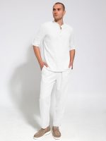 Λινό Φορμοπαντέλονο Με Κορδόνι BALI 4611 Λευκό - Image 2