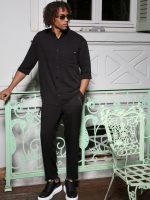 Πουκάμισο Μανίκι 3/4 Slim-fit VITO 250-956 Μαύρο - Image 4