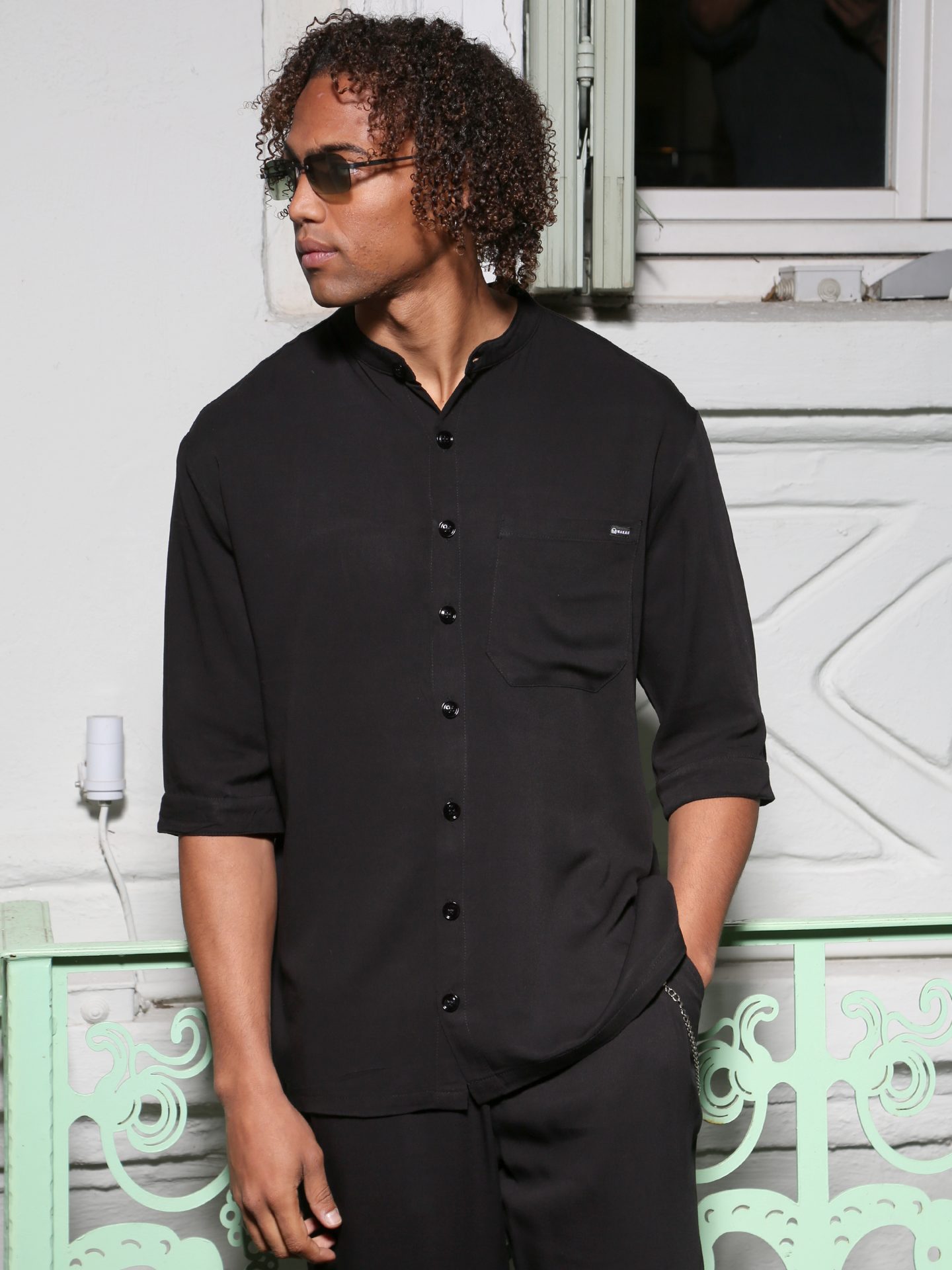 0796 Πουκάμισο Μανίκι 3/4 Slim-fit VITO 250-956 Μαύρο - Image 1