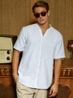 Λινό Κοντομάνικο Πουκάμισο Slim-fit SONNY 33-7506 Λευκό - Image 3