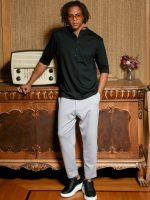 Ανδρικό T-shirt Με Κουμπάκια LUCA 270-221 Μαύρο - Image 3