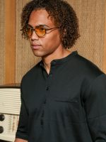 Ανδρικό T-shirt Με Κουμπάκια LUCA 270-221 Μαύρο - Image 2