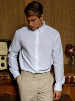 Λινό Πουκάμισο Tailor-Fit DANILO 33-8167 Λευκό Φαρδιά γραμμή