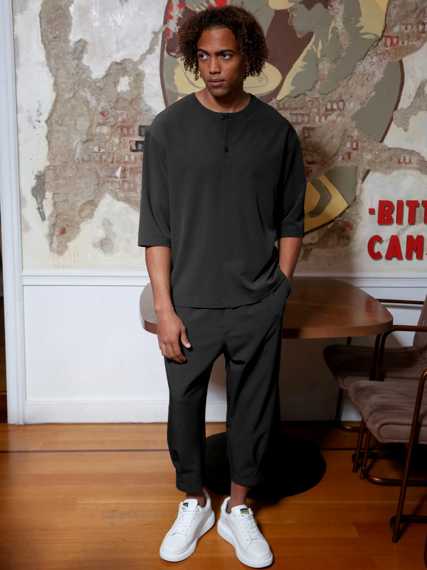 1533 copy Παντελόνι Με Λάστιχο 7/8 VALERIO 210-957 Μαύρο - Image 1