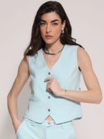 Γυναικείο Κοντό Γιλέκο Lina-7 8853-2 Τιρκουάζ - Image 4