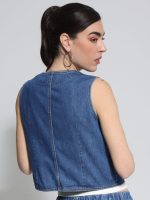 Γυναικείο Jean Γιλέκο Κοντό SALINA 9248 Blue - Image 3