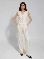 Γυναικείο Ριγέ Υφασμάτινο Παντελόνι ALEXIA 7914-3 Εκρού - Image 2