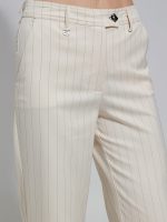 Γυναικείο Ριγέ Υφασμάτινο Παντελόνι ALEXIA 7914-3 Εκρού - Image 3