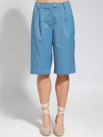 Γυναικεία Ριγέ Υφασμάτινη Βερμούδα ALEXIA 954014 Light Blue