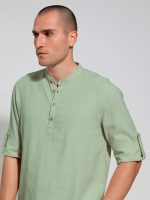 Λινή Πουκαμίσα Μακρύ Μανίκι Slim-fit SANTINO 33-7510 Μέντα - Image 2