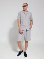 Ανδρικό Μπλουζάκι-Πουκάμισο Με Κουμπιά Moreto 706018 Γκρι - Image 2