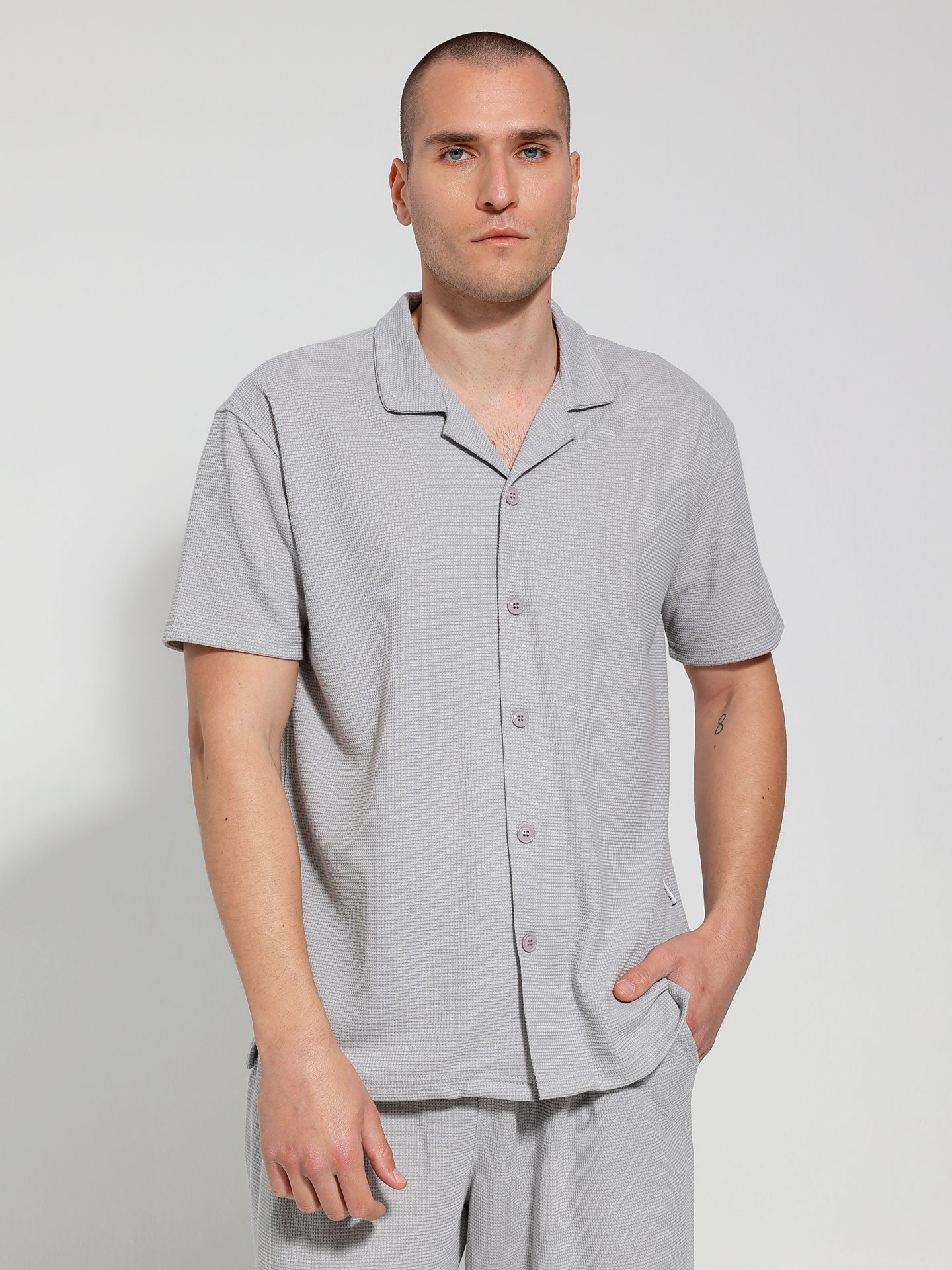 4S0A3108 Ανδρικό Μπλουζάκι-Πουκάμισο Με Κουμπιά Moreto 706018 Γκρι - Image 1