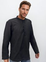 Λινή Πουκαμίσα Μακρύ Μανίκι Slim-fit LEANDRO 33-7455 Μαύρο - Image 3