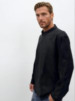 Λινή Πουκαμίσα Μακρύ Μανίκι Slim-fit LEANDRO 33-7455 Μαύρο