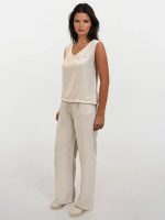 Αέρινη Γυναικεία Ψηλόμεση Παντελόνα ELIANA 7734 Μπεζ - Image 2