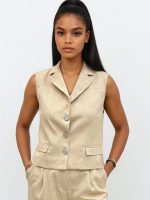 Γυναικείο Κοντό Γιλέκο SILVIA 8852 Μπεζ - Image 4