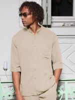 Πουκάμισο Μανίκι 3/4 Slim-fit VITO 250-956 Μπεζ - Image 3