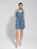 Γυναικείο Jean Φόρεμα Με Ζώνη 945025 Blue - Image 5