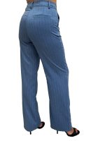 Γυναικείο Ριγέ Υφασμάτινο Παντελόνι ALEXIA 7914-3 Light Blue - Image 4