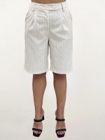 Γυναικεία Ριγέ Υφασμάτινη Βερμούδα ALEXIA 954014 Εκρού