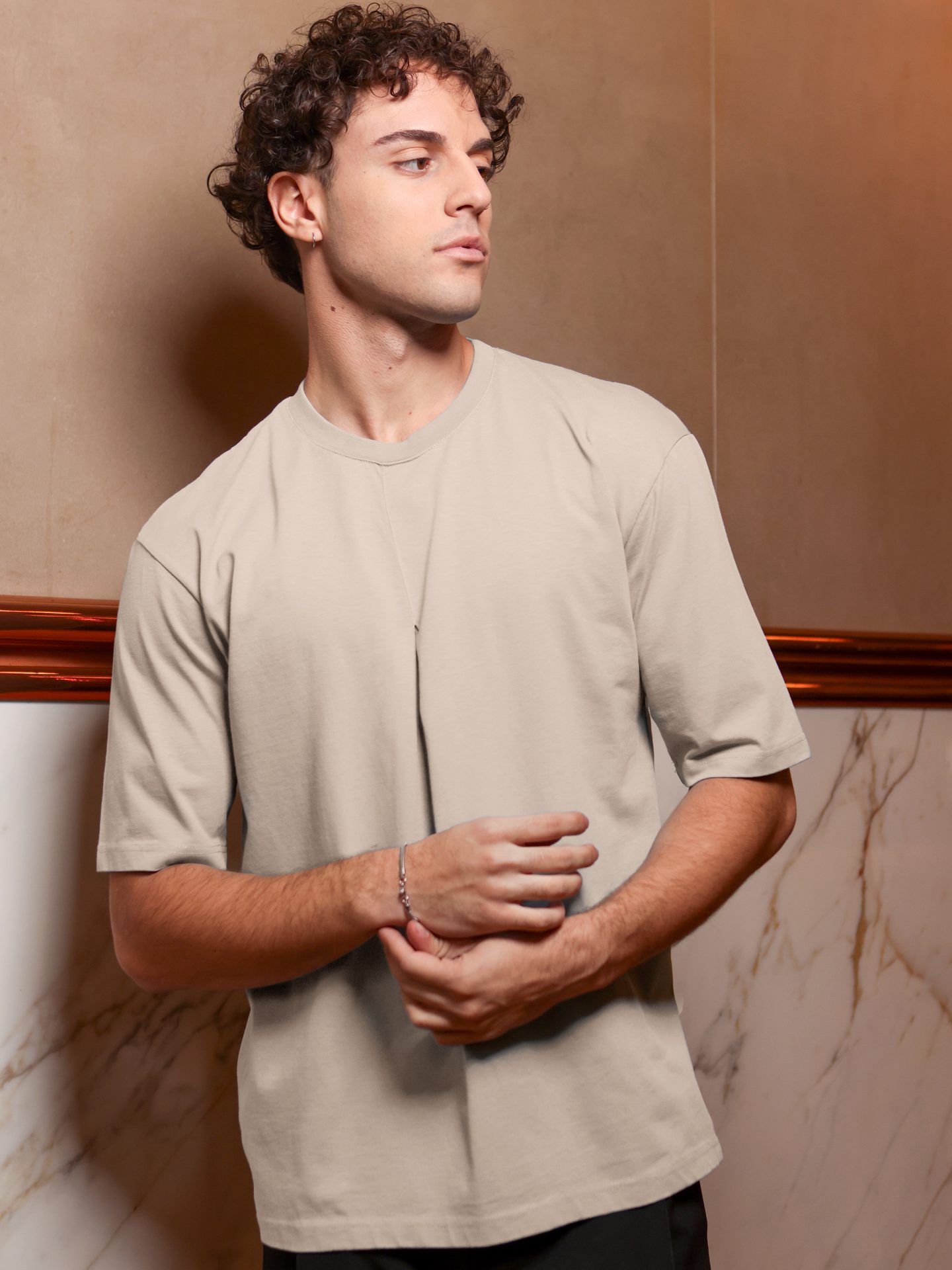 0330 copy Ανδρικό Μοντέρνο T-shirt 270-270 Μπεζ - Image 1