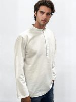 Λινή Πουκαμίσα Μακρύ Μανίκι Slim-fit LEANDRO 33-7455 Λευκό