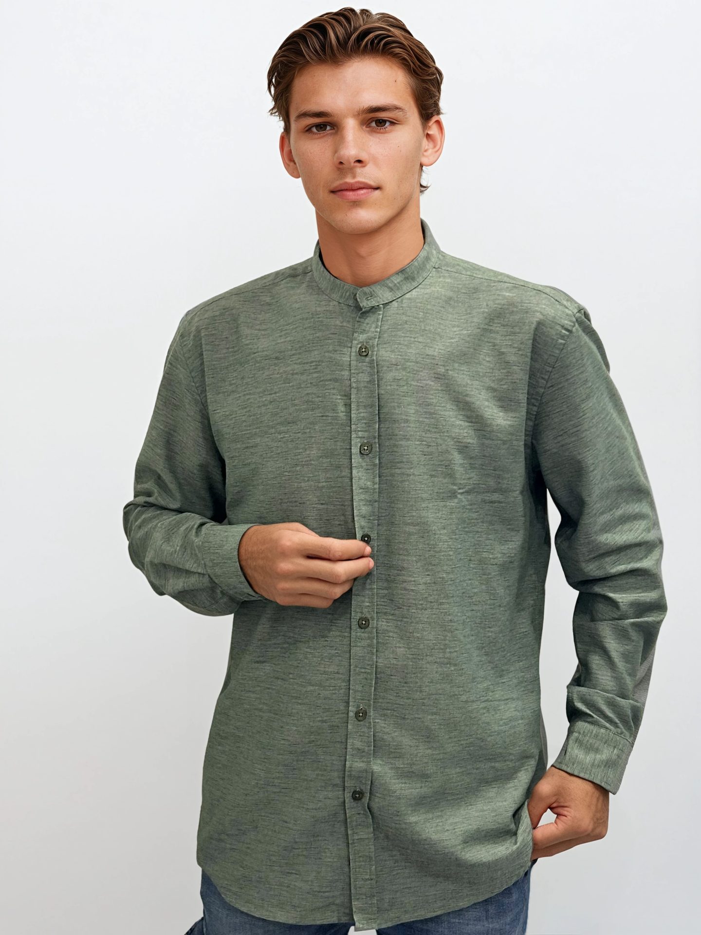 IMG_0511-Liam-Light Studio Ανδρικό Βαμβακερό Πουκάμισο 33-7514 Green - Image 1