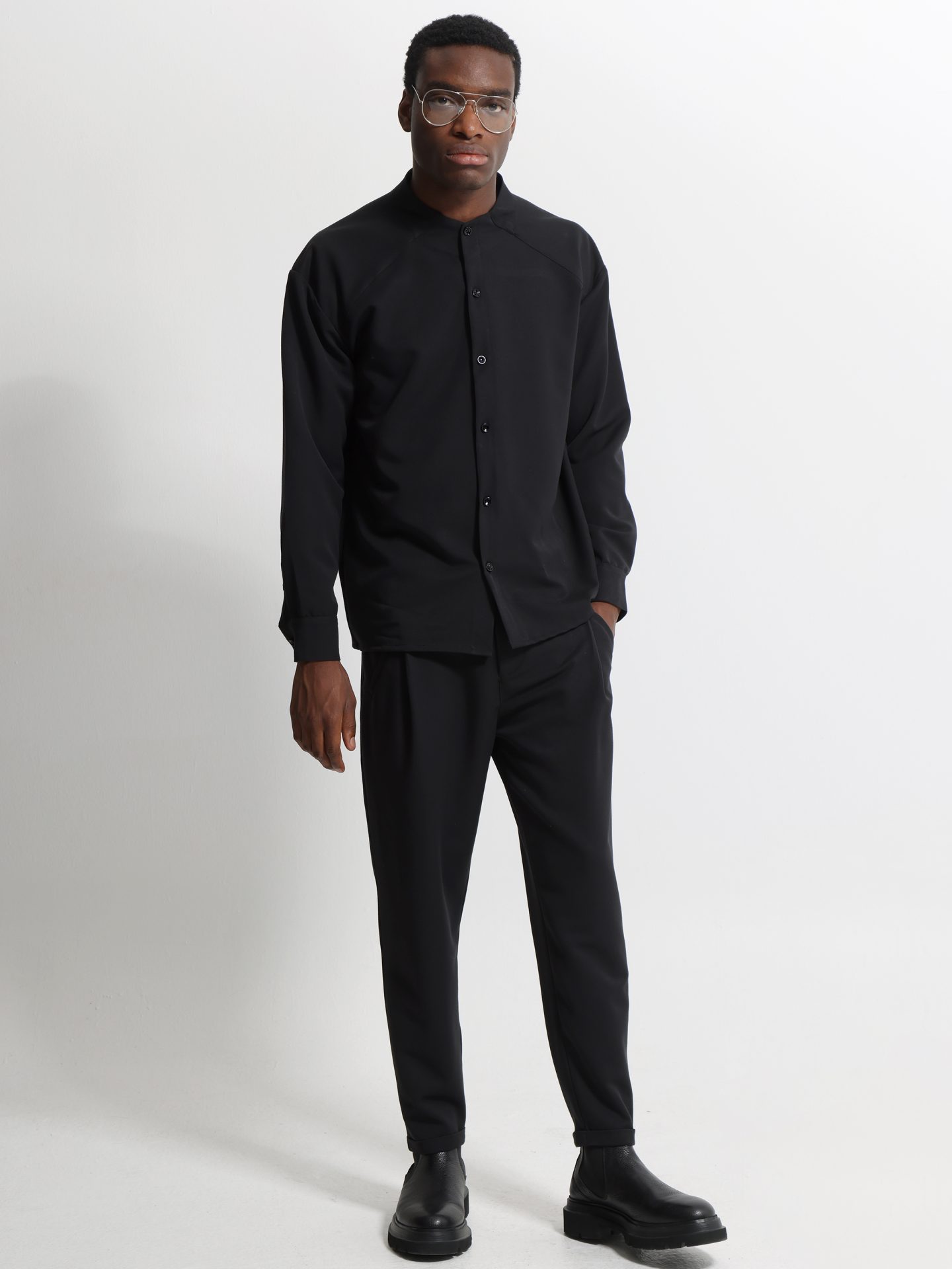 2010 Ανδρικό Παντελόνι με Πιέτα LANE 4707 Μαύρο - Image 1