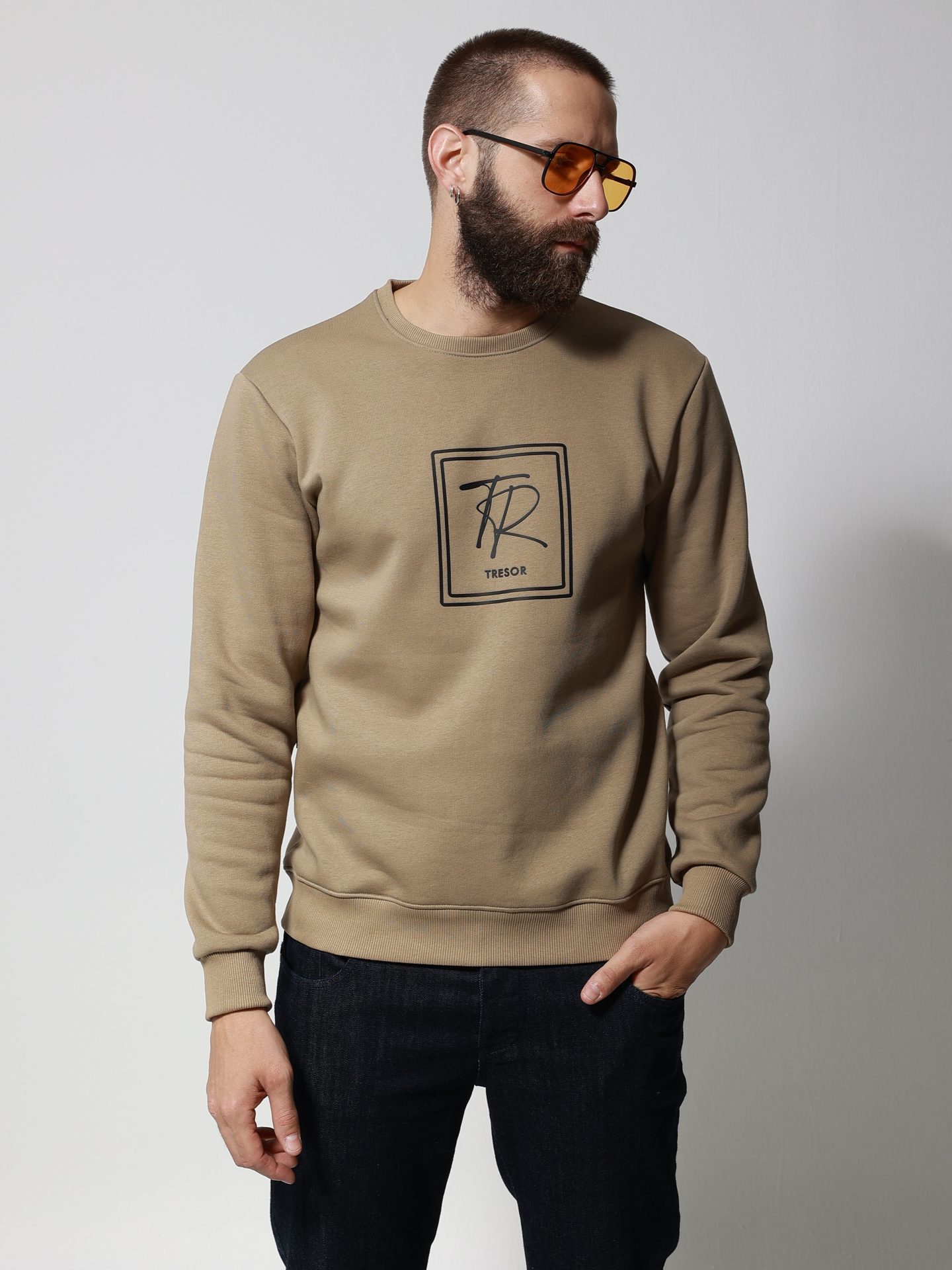 206089_mpez___z2268 Sweatshirt Μπλούζα με Εντυπωσιακό Λογότυπο 206089 Μπεζ - Image 1