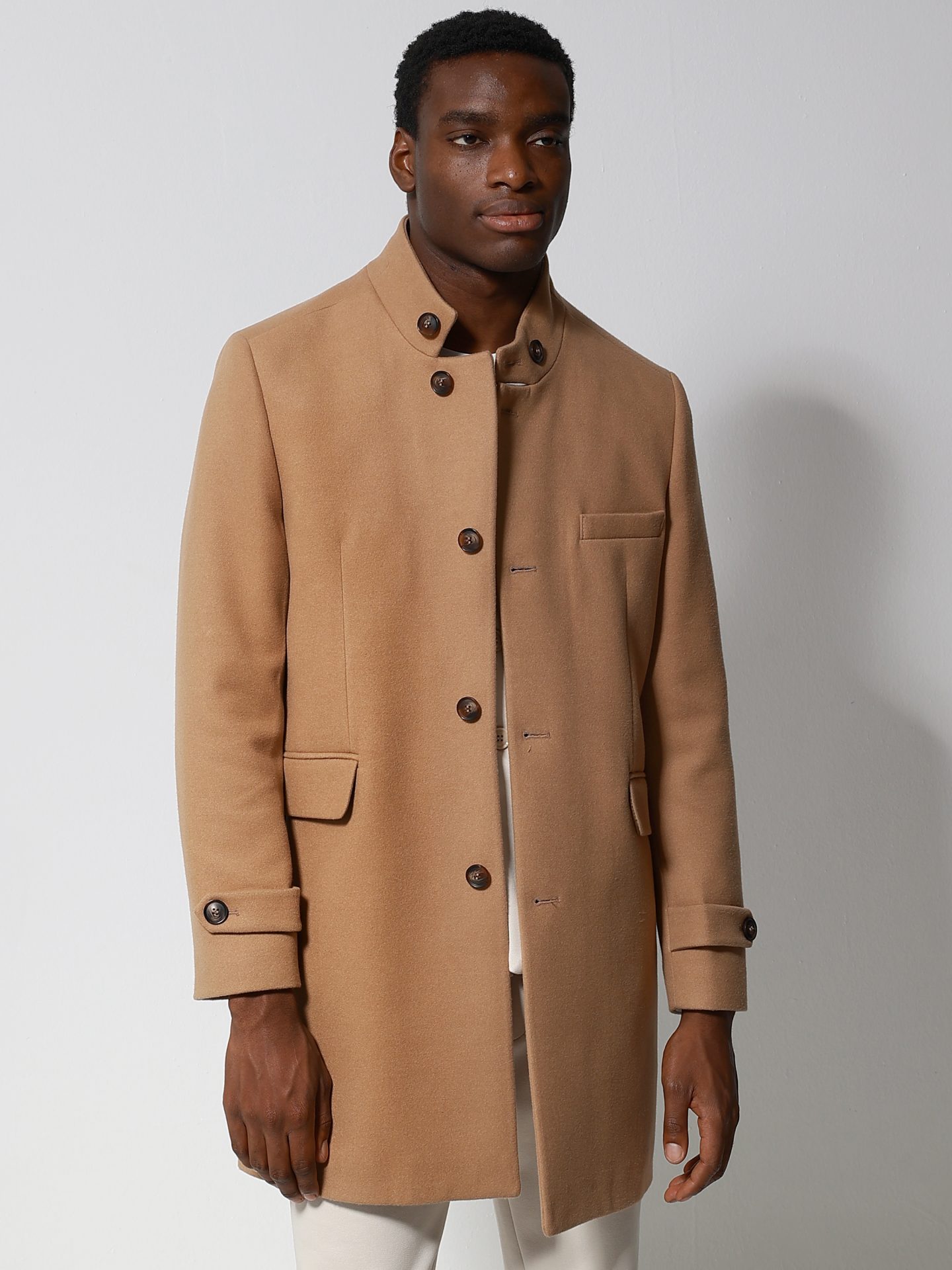 2604_camel___z2540 Ανδρικό Παλτό με Ψηλό Γιακά VITO 2604 Camel - Image 1