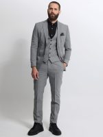 Ανδρικό Καρό Κοστούμι Με Γιλέκο BRUNO 2028 Grey - Image 5