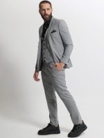 Ανδρικό Καρό Κοστούμι Με Γιλέκο BRUNO 2028 Grey - Image 2