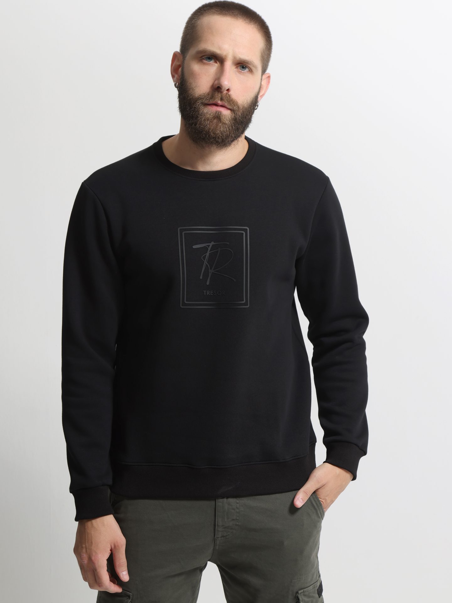 3k__206089_mayro___z0166 Sweatshirt Μπλούζα με Εντυπωσιακό Λογότυπο 206089 Μαύρο - Image 1