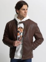 Ανδρικό Jacket Eco-Leather Μπουφάν SILA 2178 Καφέ