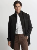 Ανδρικό Παλτό με Ψηλό Γιακά VINCE 2603 Μαύρο - Image 2